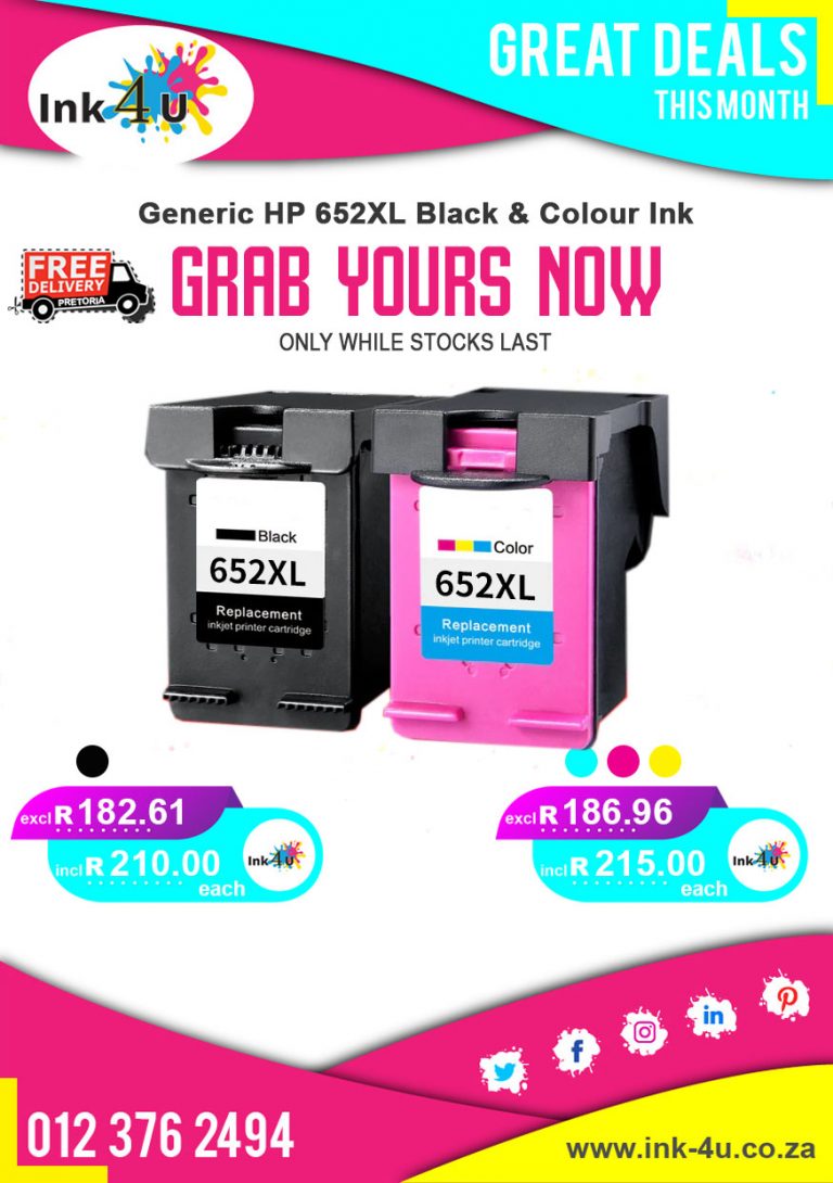 Generic HP 652XL Black and 652XL Colour Ink Cartridges