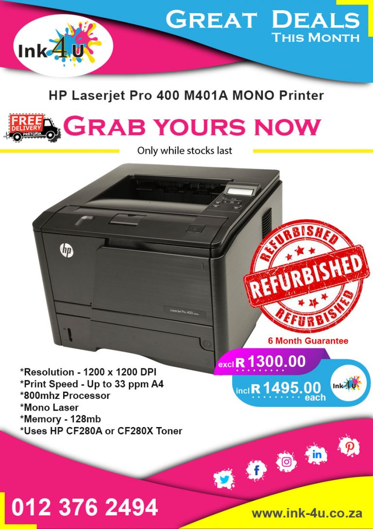 HP LaserJet Pro 400 M401a A4 Mono Laser Printer.